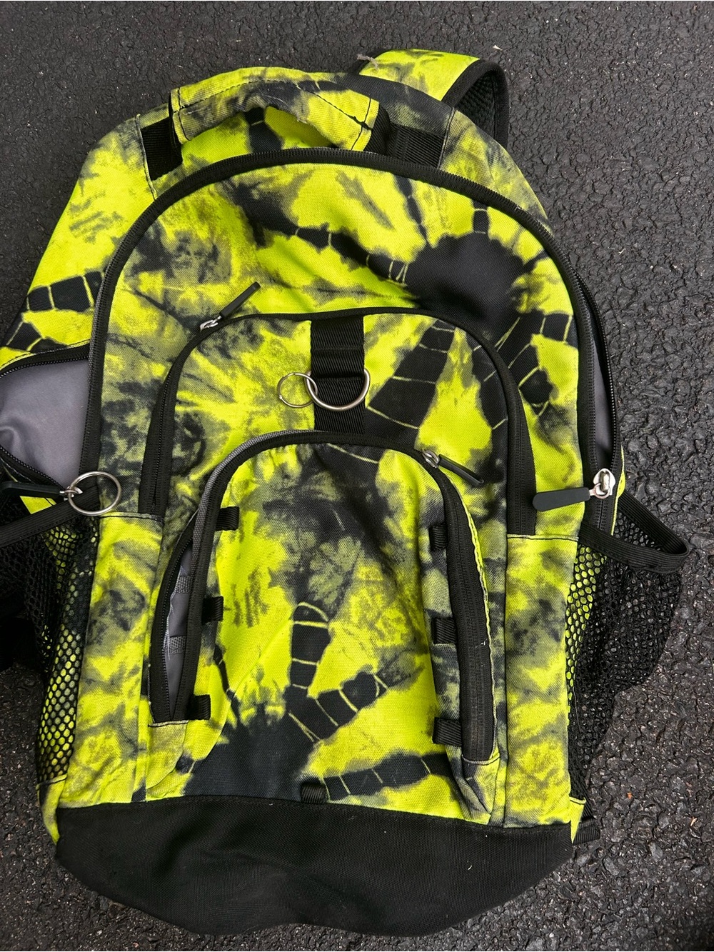 Neon Yellow & Black Tie-Dye Kid's Backpack